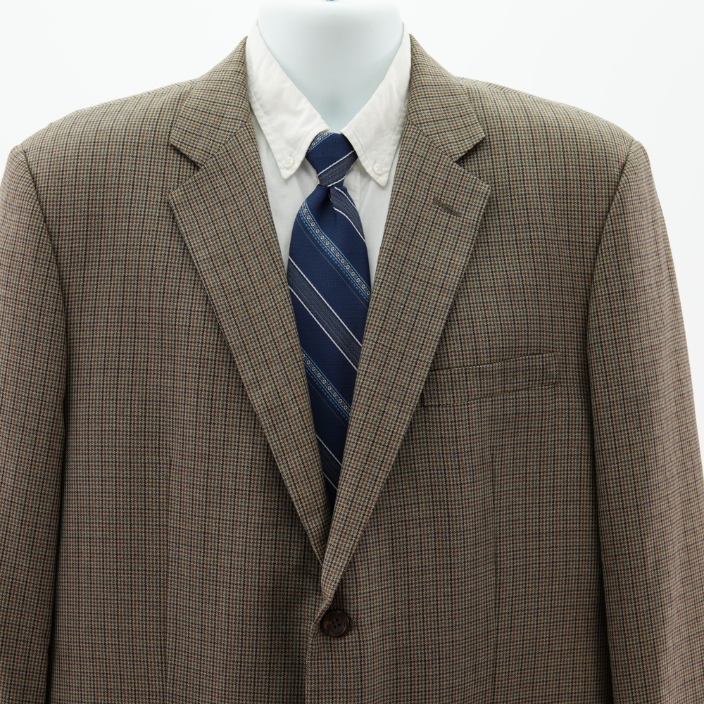 Joseph‎ & Feiss Gold Wool Silk Tan Houndstooth Sport Coat 42R Tagged 44R